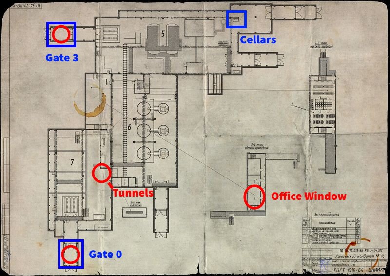Escape From Tarkov Factory Map Extraction Points